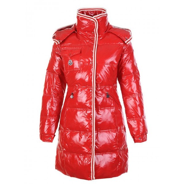 Moncler Fashion rosso lunga collo alto e cappuccio staccabile caldo Cappotti uscita